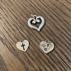 James Avery Silver Charms Crosslet Heart, Joyful Melody, Retired Scroll Heart